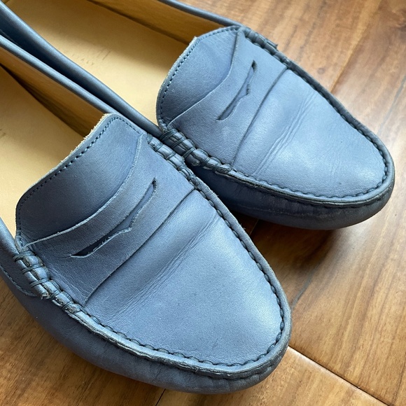 M. Gemi Women's Light Blue Soft Italian Leather Penny Driving Loafers Size 36.5 - Picture 1 of 7